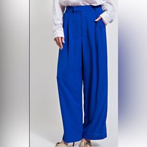 Easel Elegant Blue Women's Wide-Leg Pants L